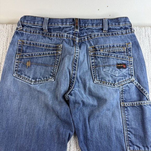 Ariat Work FR Jeans M4 Low Rise Bootcut Men's Size 34x36 Blue Denim - Picture 4 of 8